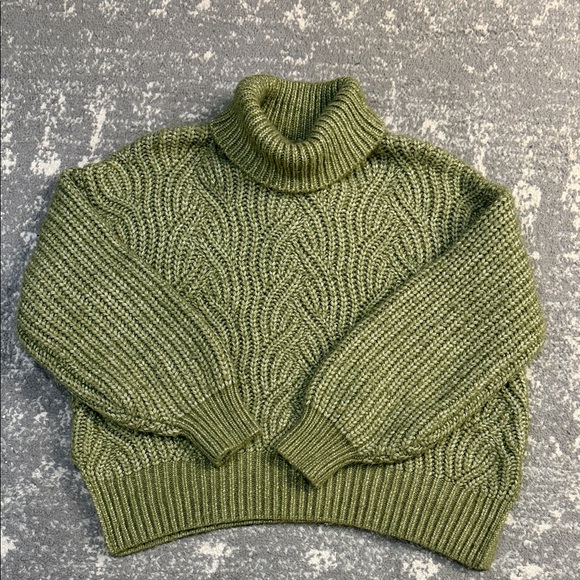 a new day Sweaters - a new day Green Cable Turtleneck Sweater